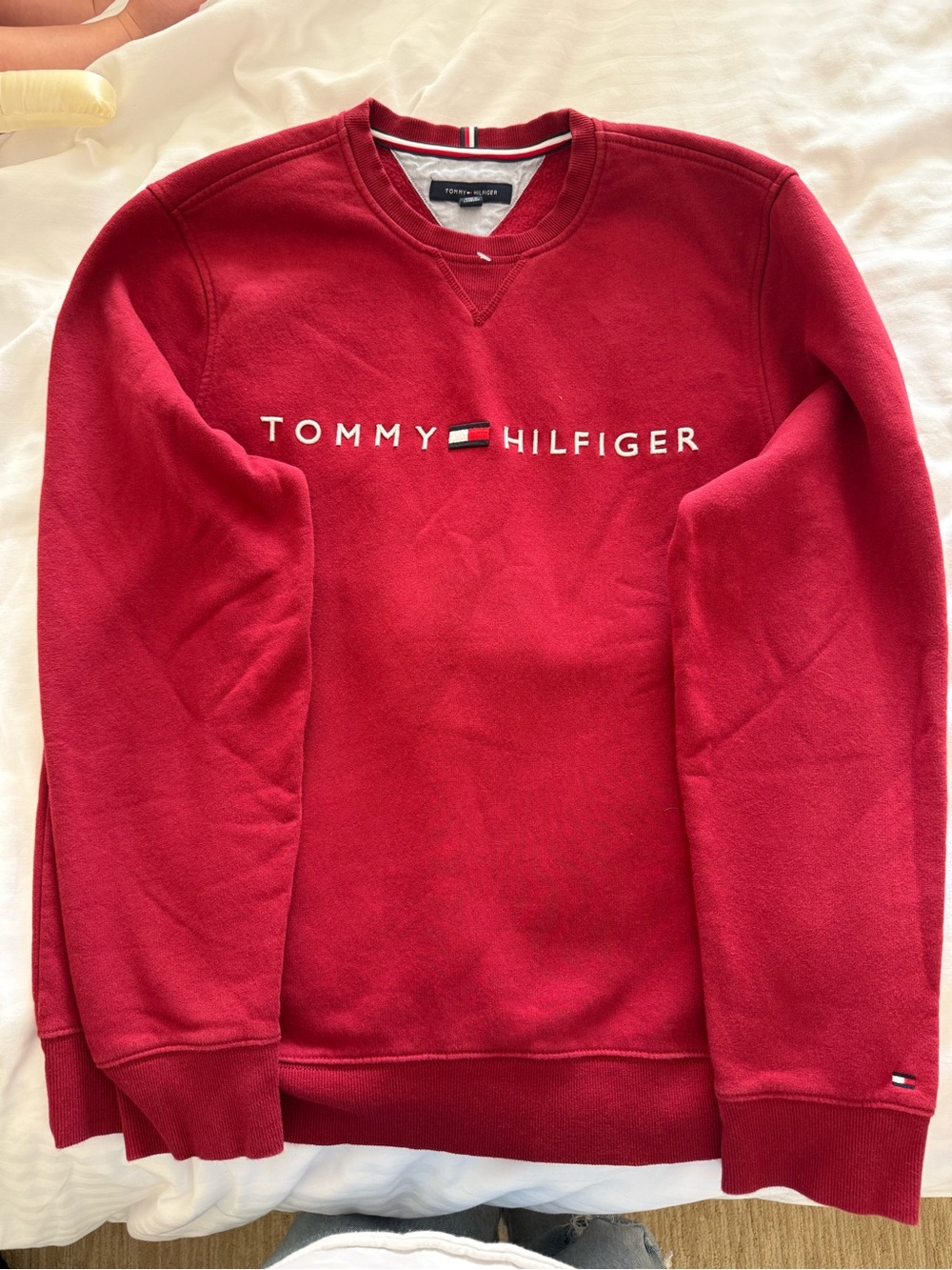 Tommy Hilfiger Red Logo Crewneck Sweatshirt